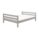 FLEXA single grey bed with horizontal slats, child-safe edges, shown against a white background.
