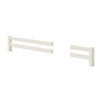 Barrières de sécurité FLEXA de la collection WHITE, finition blanche, modèle à deux barreaux, bords sécurisés pour les enfants, présentées sur un fond clair.