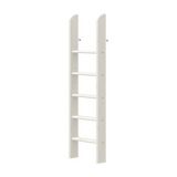 FLEXA weißes Hochbett mit gerader Leiter mit fünf Sprossen, kindersicheren Kanten, aufrecht an einer neutralen Wand stehend.