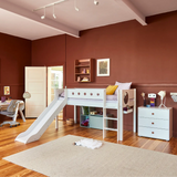 High Bed 120 cm with Slide, Ladder and Safety Rail, 90x200 cm, White MID_HIGH-BED mid-high-bed-w-straight-ladder-and-slide-white-white-1  flexa-com.myshopify.com