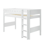 High Bed 143 cm with Ladder and Safety Rail, 90x200 cm, White SEMI_HIGH-BED semi-high-bed-w-straight-ladder-white-white-1  flexa-com.myshopify.com