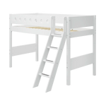 High Bed 143 cm with Ladder and Safety Rail, 90x200 cm, White SEMI_HIGH-BED semi-high-bed-w-slanting-ladder-white-white-1  flexa-com.myshopify.com