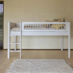 FLEXA High Bed 120 cm with Straight Ladder and Safety Rail, 90x200 cm, WHITE, Crossbars, view 2