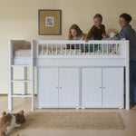 FLEXA High Bed 120 cm with Straight Ladder and Safety Rail, 90x200 cm, WHITE, Crossbars, view 3