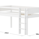 High Bed 120 cm with Ladder and Safety Rail, 90x200 cm, White MID_HIGH-BED midslp-f-wht-mdf-200x90-str-ladder-crossbars-f-wht  flexa-com.myshopify.com