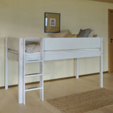 FLEXA High Bed 120 cm with Straight Ladder and Safety Rail, 90x200 cm, WHITE, Grooves, view 3