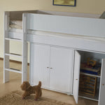 FLEXA High Bed 120 cm with Straight Ladder and Safety Rail, 90x200 cm, WHITE, Grooves, view 9