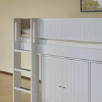 FLEXA High Bed 120 cm with Straight Ladder and Safety Rail, 90x200 cm, WHITE, Grooves, view 10