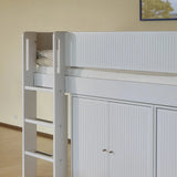 FLEXA High Bed 120 cm with Straight Ladder and Safety Rail, 90x200 cm, WHITE, Grooves, view 10