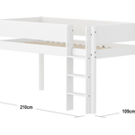 High Bed 120 cm with Ladder and Safety Rail, 90x200 cm, White MID_HIGH-BED midslp-f-wht-mdf-200x90-str-ladder-grooves-f-wht  flexa-com.myshopify.com