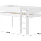 High Bed 120 cm with Ladder and Safety Rail, 90x200 cm, White MID_HIGH-BED midslp-f-wht-mdf-200x90-str-ladder-grooves-f-wht  flexa-com.myshopify.com
