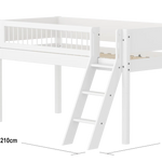 High Bed 120 cm with Ladder and Safety Rail, 90x200 cm, White MID_HIGH-BED midslp-f-wht-mdf-200x90-sl-ladder-crossbars-f-wht  flexa-com.myshopify.com