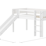 High Bed 120 cm with Slide, Ladder and Safety Rail, 90x200 cm, White MID_HIGH-BED midslp-slide-200x90-str-ladder-crossbars-f-wht  flexa-com.myshopify.com