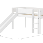 High Bed 120 cm with Slide, Ladder and Safety Rail, 90x200 cm, White MID_HIGH-BED midslp-slide-200x90-str-ladder-grooves-f-wht  flexa-com.myshopify.com