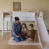 FLEXA High Bed 120 cm with Slide, Slanting Ladder and Safety Rail, 90x200 cm, WHITE, Grooves, view 2