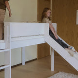 FLEXA High Bed 120 cm with Slide, Slanting Ladder and Safety Rail, 90x200 cm, WHITE, Grooves, view 4