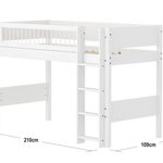 High Bed 143 cm with Ladder and Safety Rail, 90x200 cm, White SEMI_HIGH-BED semi-highsleeper-200x90-f-wht-str-ladder-crossbars  flexa-com.myshopify.com