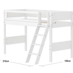 High Bed 143 cm with Ladder and Safety Rail, 90x200 cm, White SEMI_HIGH-BED semi-highsleeper-200x90-f-wht-sl-ladder-crossbars  flexa-com.myshopify.com