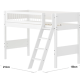 High Bed 143 cm with Ladder and Safety Rail, 90x200 cm, White SEMI_HIGH-BED semi-highsleeper-200x90-f-wht-sl-ladder-crossbars  flexa-com.myshopify.com