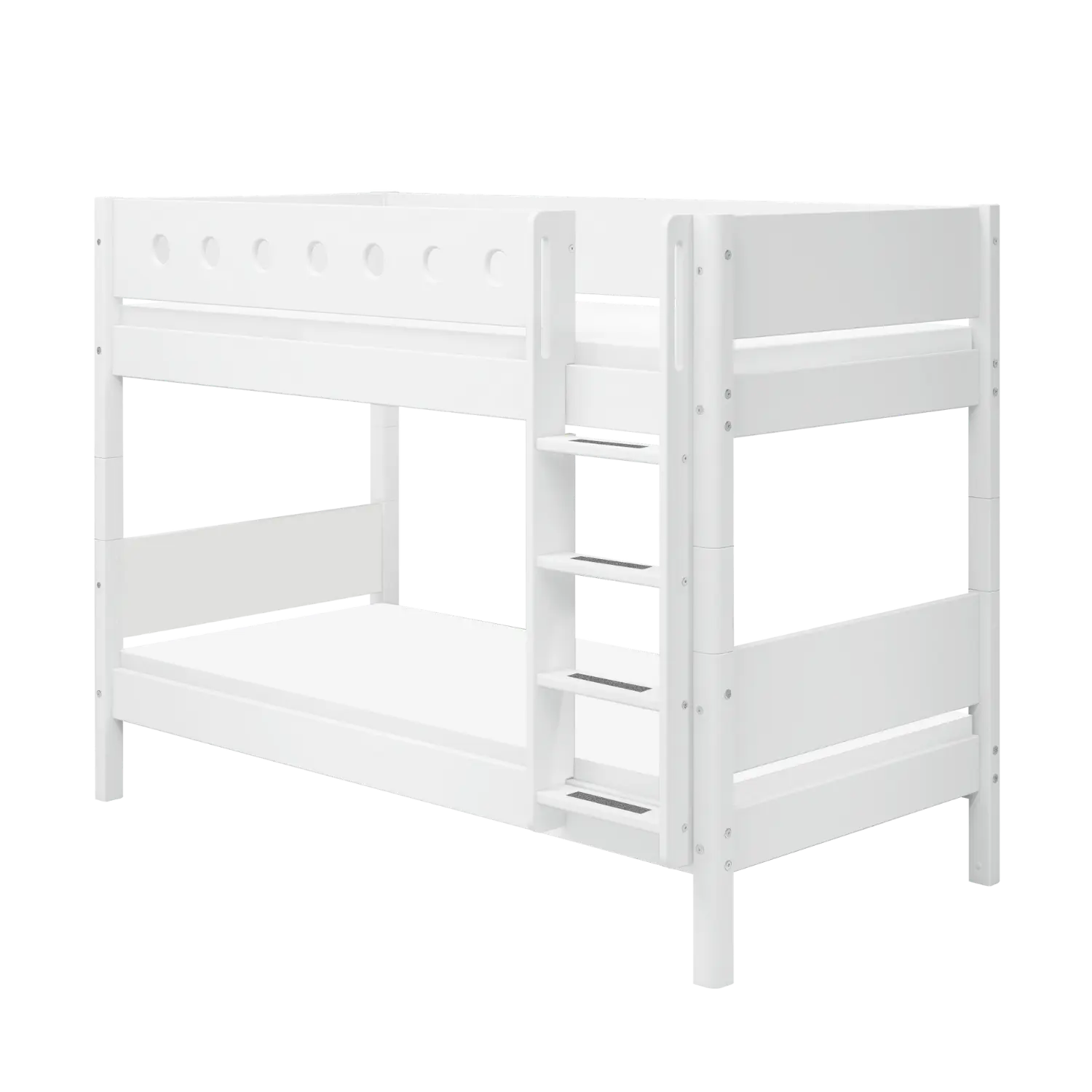 Bunk Bed 154 cm with Ladder and Safety Rail, 90x200 cm, White BUNKBED bunk-bed-w-straight-ladder-white-white-1  flexa-com.myshopify.com