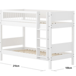 Bunk Bed 154 cm with Ladder and Safety Rail, 90x200 cm, White BUNKBED bunk-bed-f-wht-mdf-200x90-safety-rail-w-crossbars-f-wht  flexa-com.myshopify.com