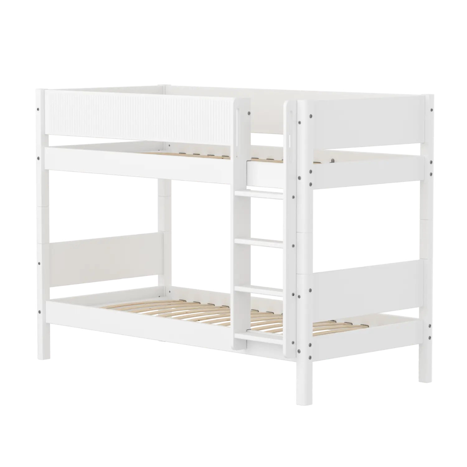 Bunk Bed 154 cm with Ladder and Safety Rail, 90x200 cm, White BUNKBED bunk-bed-f-wht-mdf-200x90-safety-rail-w-grooves-f-wht  flexa-com.myshopify.com