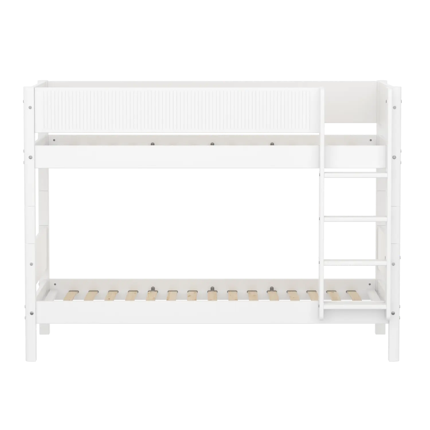 Bunk Bed 154 cm with Ladder and Safety Rail, 90x200 cm, White BUNKBED bunk-bed-f-wht-mdf-200x90-safety-rail-w-grooves-f-wht  flexa-com.myshopify.com