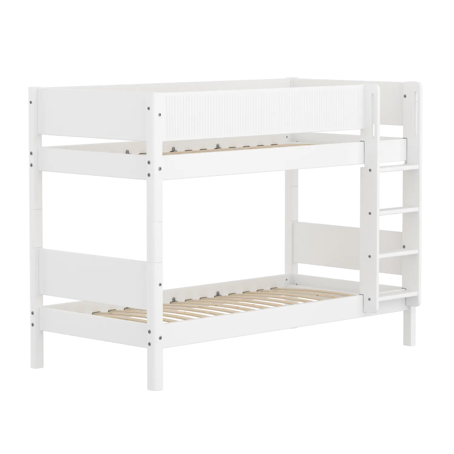 Bunk Bed 154 cm with Ladder and Safety Rail, 90x200 cm, White BUNKBED bunk-bed-f-wht-mdf-200x90-safety-rail-w-grooves-f-wht  flexa-com.myshopify.com