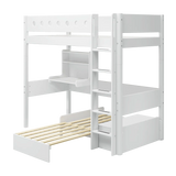 High Bed 184 cm with Desk, Sofa, Ladder and Safety Rail, 90x200 cm, White HIGHBED casa-high-bed-white-white-1  flexa-com.myshopify.com