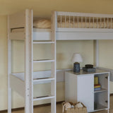 FLEXA High Bed 184 cm with Ladder and Safety Rail, 90x200 cm, WHITE, Crossbars, view 5