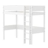 High Bed 184 cm with Ladder and Safety Rail, 90x200 cm, White HIGHBED high-sleeper-f-wht-mdf-200x90cm-legs-f-wht-rail-f-wht-1  flexa-com.myshopify.com