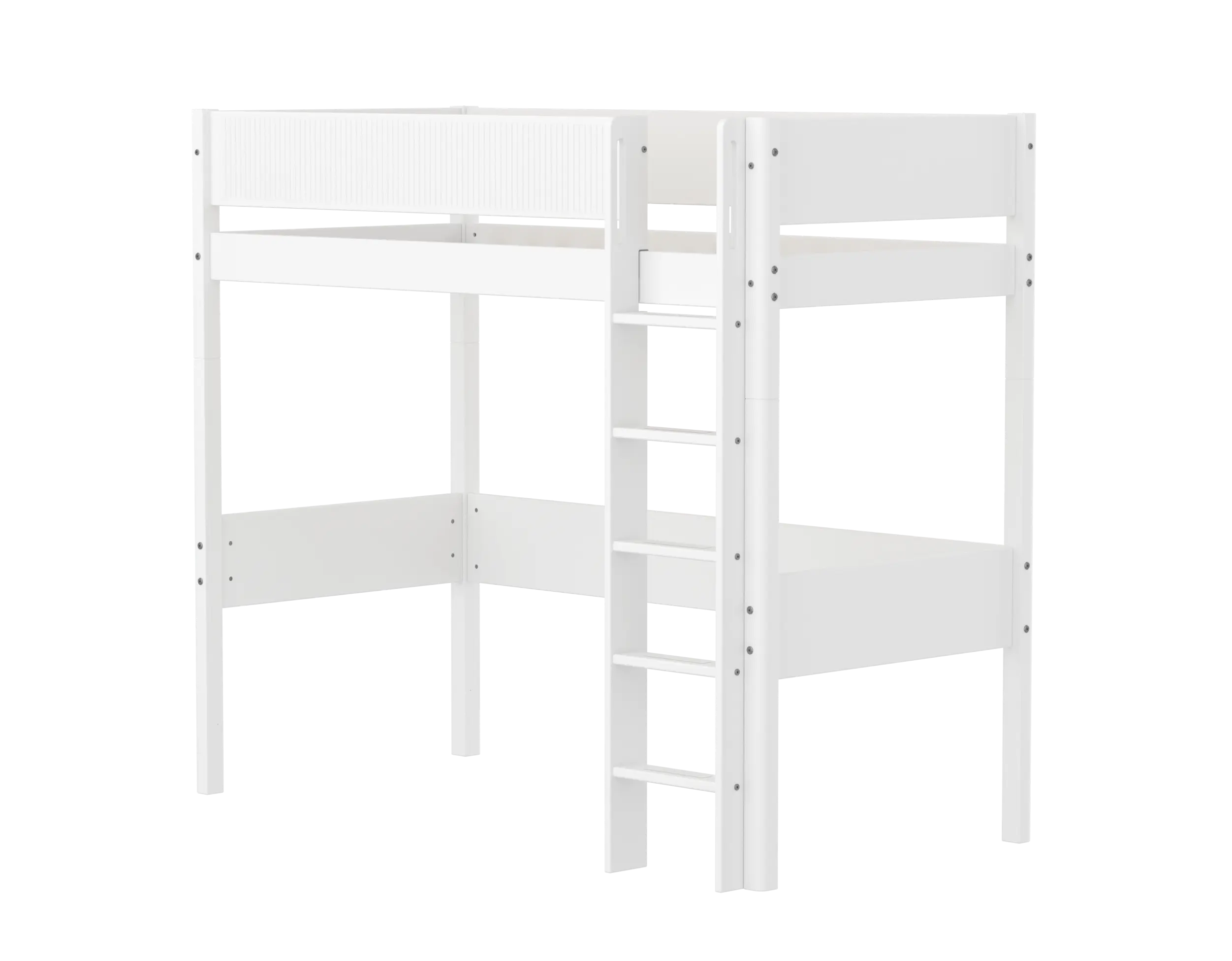 High Bed 184 cm with Ladder and Safety Rail, 90x200 cm, White HIGHBED high-sleeper-f-wht-mdf-200x90cm-legs-f-wht-rail-f-wht-1  flexa-com.myshopify.com