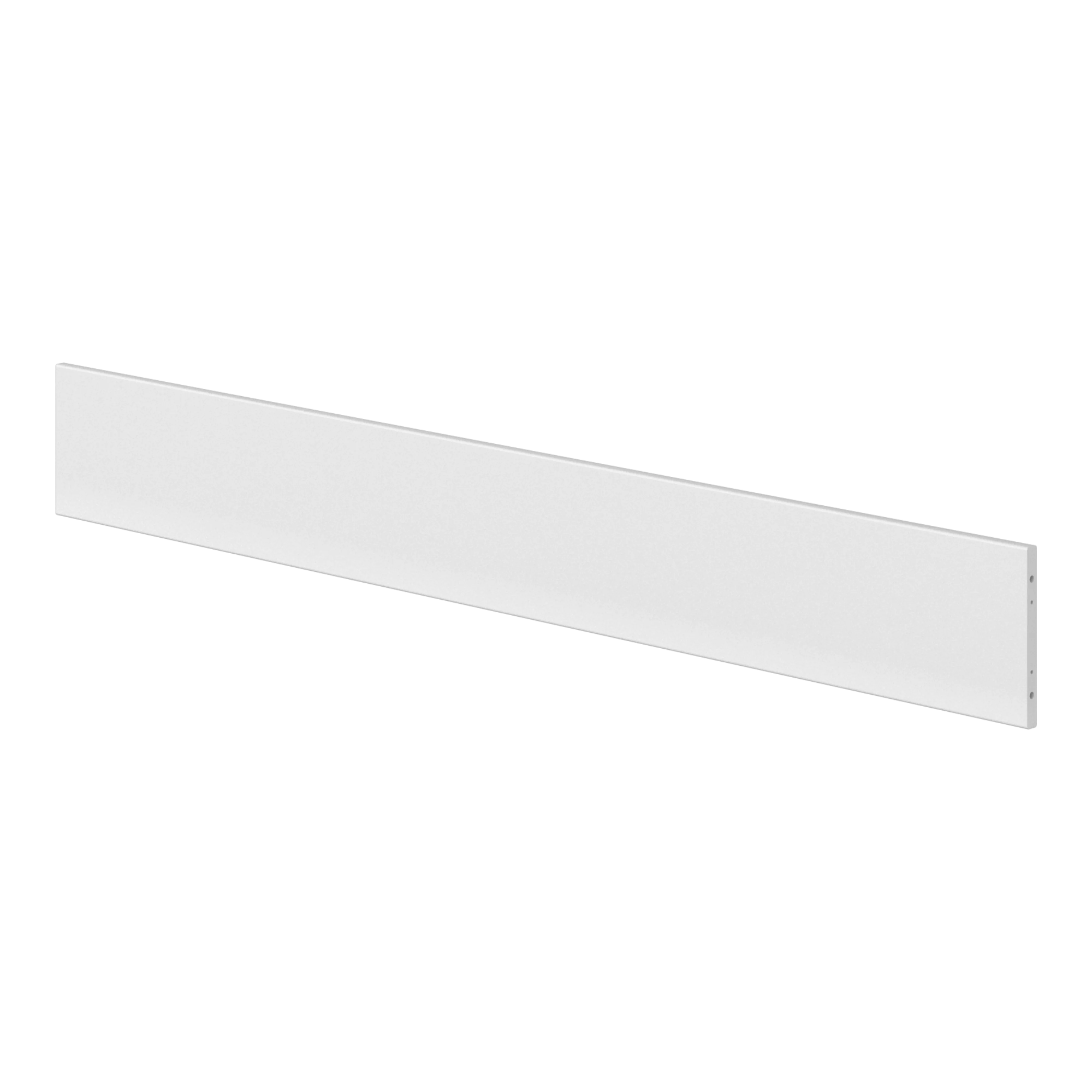 Barrière de sécurité blanche sur toute la longueur FLEXA de WHITE & NOR, plate et aux bords lisses, présentée ici sur un lit denfant pour garantir un sommeil en toute sécurité.