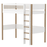 High Bed 184 cm with Ladder and Safety Rail, 90x200 cm, White/Oak HIGHBED high-sleeper-f-wht-mdf-200x90cm-legs-oak-rail-f-wht  flexa-com.myshopify.com