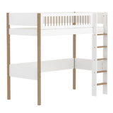 High Bed 184 cm with Ladder and Safety Rail, 90x200 cm, White/Oak HIGHBED high-sleeper-f-wht-mdf-200x90cm-legs-oak-rail-f-wht  flexa-com.myshopify.com
