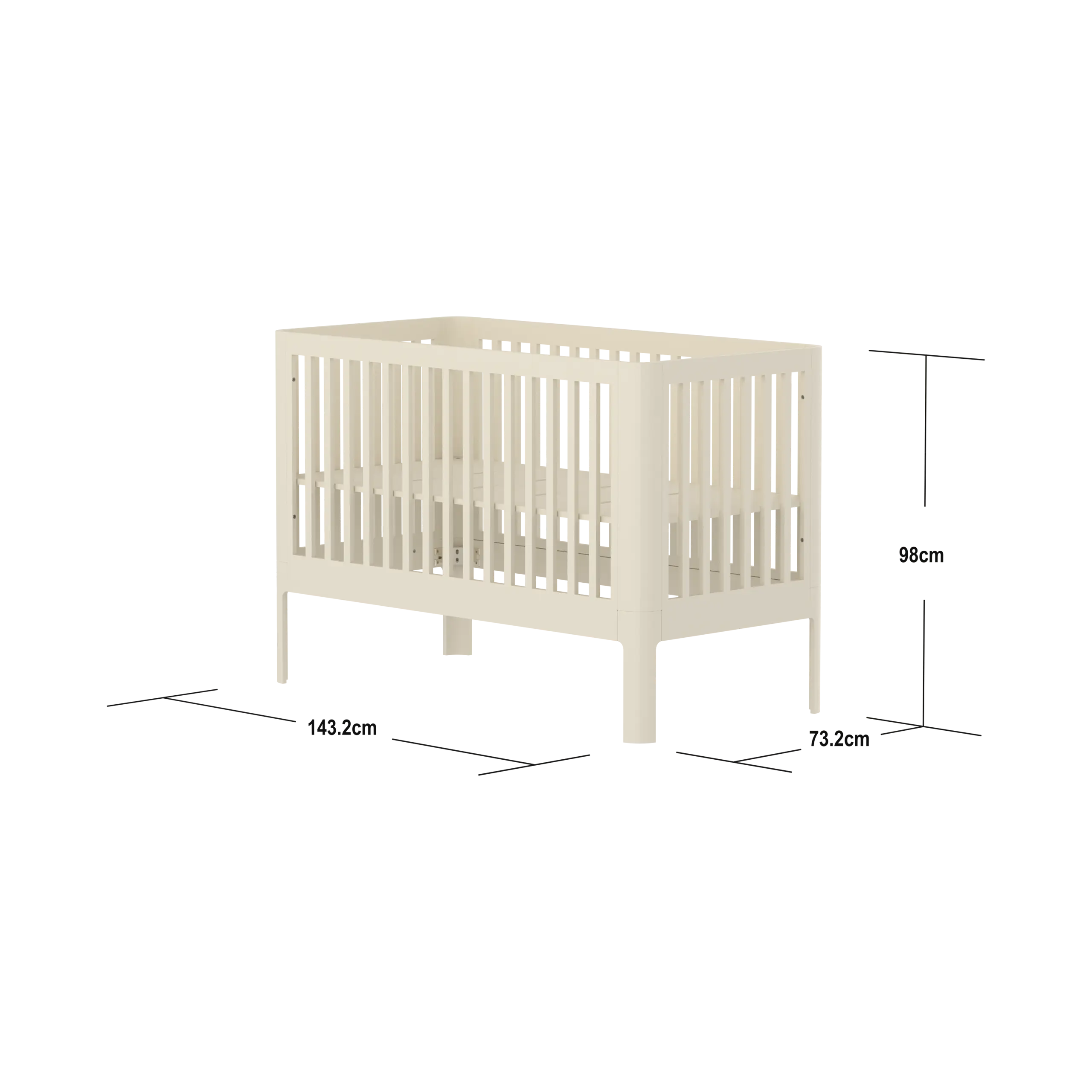 Baby Bed, 140x70 cm, Cream BABYBED baby-bed-140x70-cream-white-base-in-2-positions  flexa-com.myshopify.com