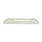 Lit gigogne FLEXA, bois blanc, 90 x 190 cm, vue de face sur fond blanc. Bords sécurisés pour les enfants visibles.