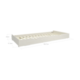 Lit gigogne blanc FLEXA avec sommier à lattes, issu de la collection FLEXA, peu encombrant, idéal pour les chambres denfants ou damis.