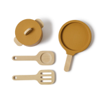 Pot & Pan, 5 pcs, Handpainted, Yellow PLAY pot-pan-mustard-natural-wood  flexa-com.myshopify.com