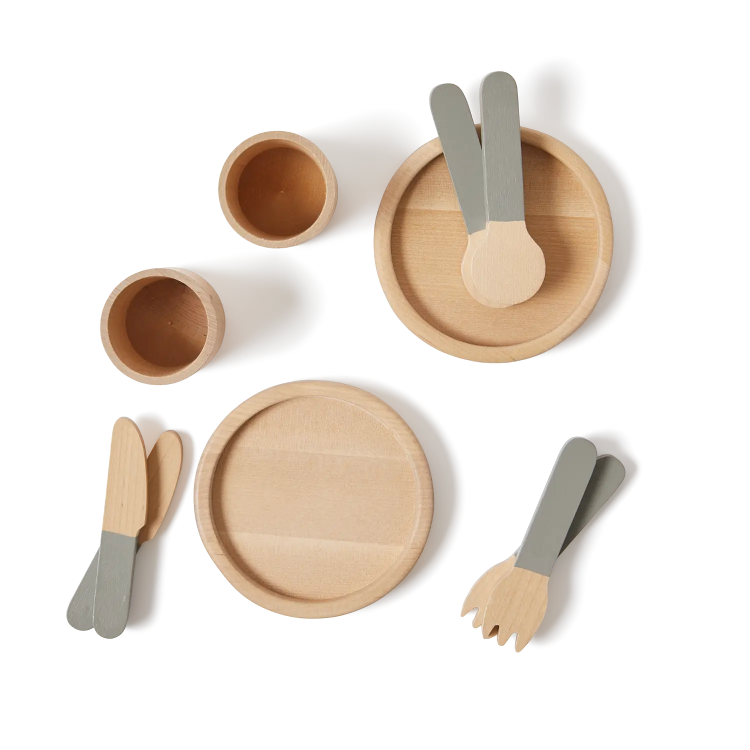 Tableware, 10 pcs, Handpainted, Green PLAY tableware-greenish-natural-wood  flexa-com.myshopify.com