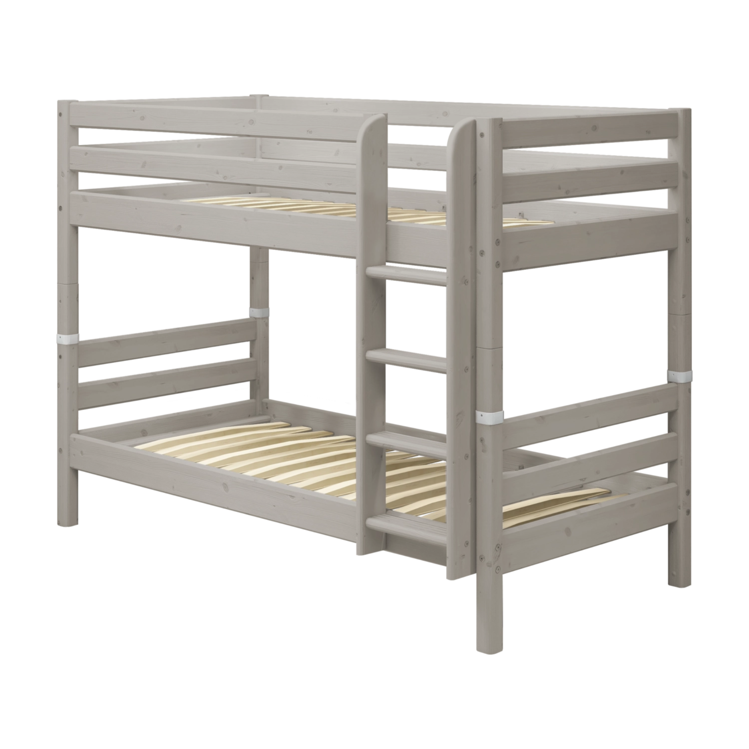 FLEXA Classic Etagenbett-Leiter und -Beine aus grauer Kiefer, rechte rutschfeste Stufen, kindersicher für das Kinderzimmer.