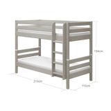 Etagenbett 154 cm mit Leiter und Absturzsicherung, 90x200 cm, Grau
