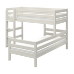 FLEXA CLASSIC Etagenbett aus Weißkiefer mit Leiter auf der linken Seite und Sicherheitsgeländer, kindersicheres Design für das Kinderzimmer.