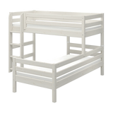 FLEXA CLASSIC Etagenbett aus Weißkiefer mit Leiter auf der linken Seite und Sicherheitsgeländer, kindersicheres Design für das Kinderzimmer.