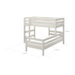 FLEXA CLASSIC Etagenbett aus Weißkiefer mit Leiter und Schutzgittern, abgebildet in einem Kinderzimmer, kindersichere Konstruktion deutlich erkennbar.