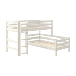 FLEXA Hochbettbeine aus Weißkiefer für Einzelbett, Teil der FLEXA-Kollektion, sichtbare Leiter und Lattenrost, kindersicheres Design.