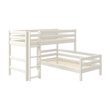 FLEXA Hochbettbeine aus Weißkiefer für Einzelbett, Teil der FLEXA-Kollektion, sichtbare Leiter und Lattenrost, kindersicheres Design.