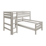 Etagenbett 143 cm mit Leiter und Absturzsicherung, 90x200 cm, Grau