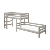 Etagenbett 143 cm mit Leiter und Absturzsicherung, 90x200 cm, Grau