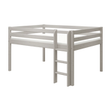 High Bed 120 cm with Ladder and Safety Rail, 140x200 cm, Grey